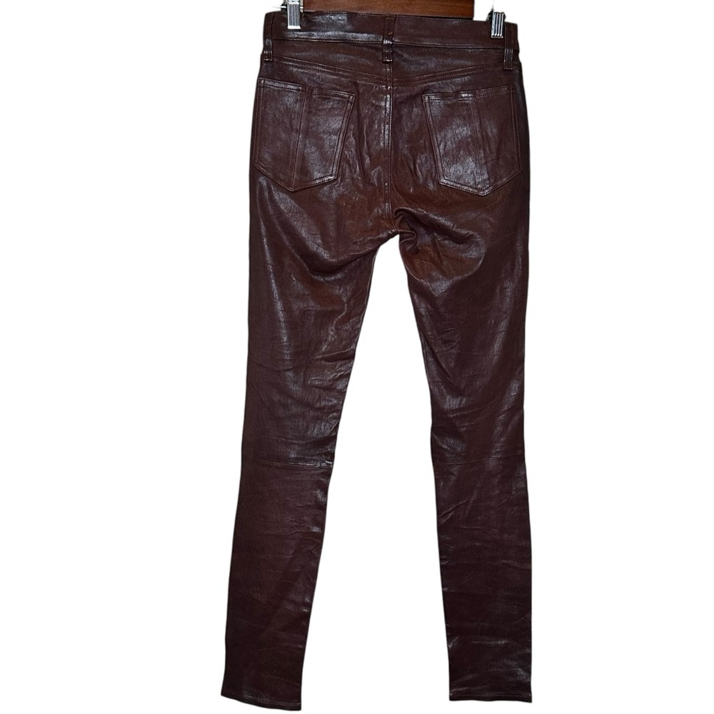 (Sold)RAG & BONE "THE LEATHER SKINNY" W1602L038DBL Women Size 26 WASHED BURGUNDY - Picture 5 of 12